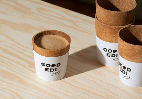 edible takeaway cups with coffee